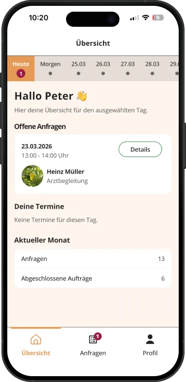 zeit+nah App, Screenshot