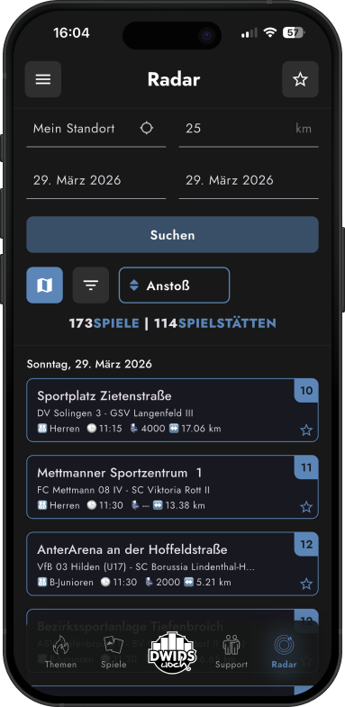 DWIDS Radar: standortbasierte Spielsuche