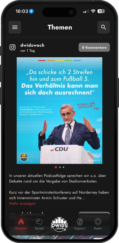 DWIDS Themen: News und Social Feed